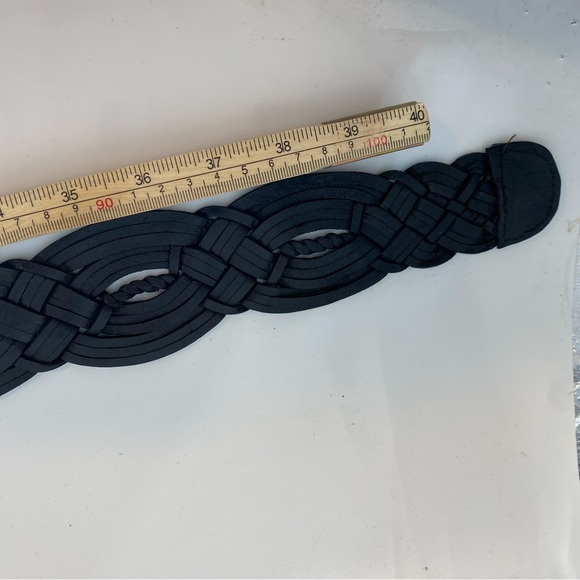 LADIES BELT ONE SIZE MOROCCO CONCHO SILVER BLACK LEATHER BRAIDED WOVEN WESTERN - Picture 4 of 9